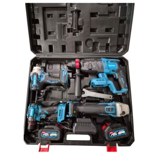 21V 4pc Power Tool Set - Impact Wrench/ Hammer Drill/ Drill/ Angle Grinder